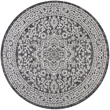 Sinjuri Medallion Textured Weave Indoor/outdoor Round Rug